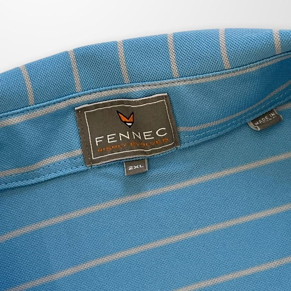 Fennec Golf Polo Blue With Grey Stripes Size 2XL - Picture 3 of 7